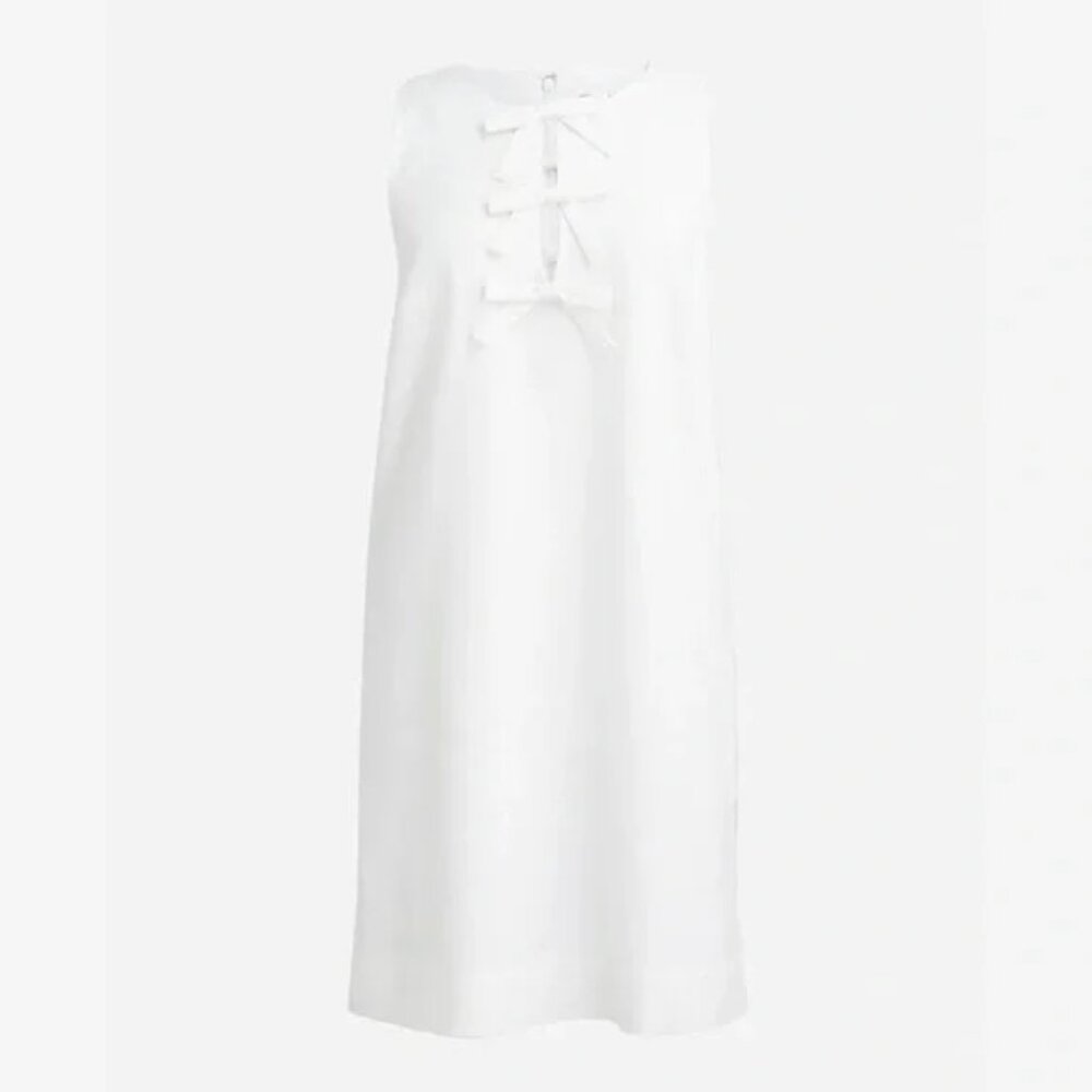 J.Crew Bow-Front Shift Dress in Stretch Linen Blend